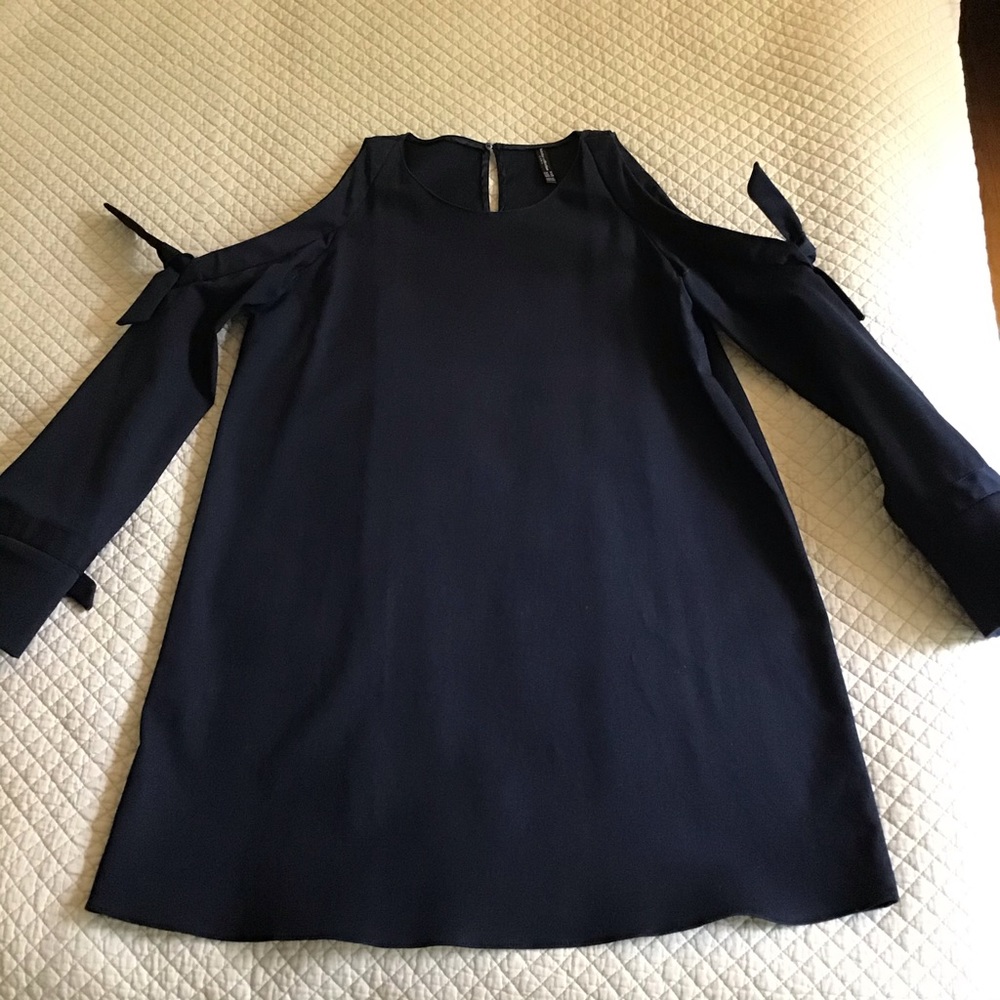 Cold Shoulder A-Line Dress with Ties